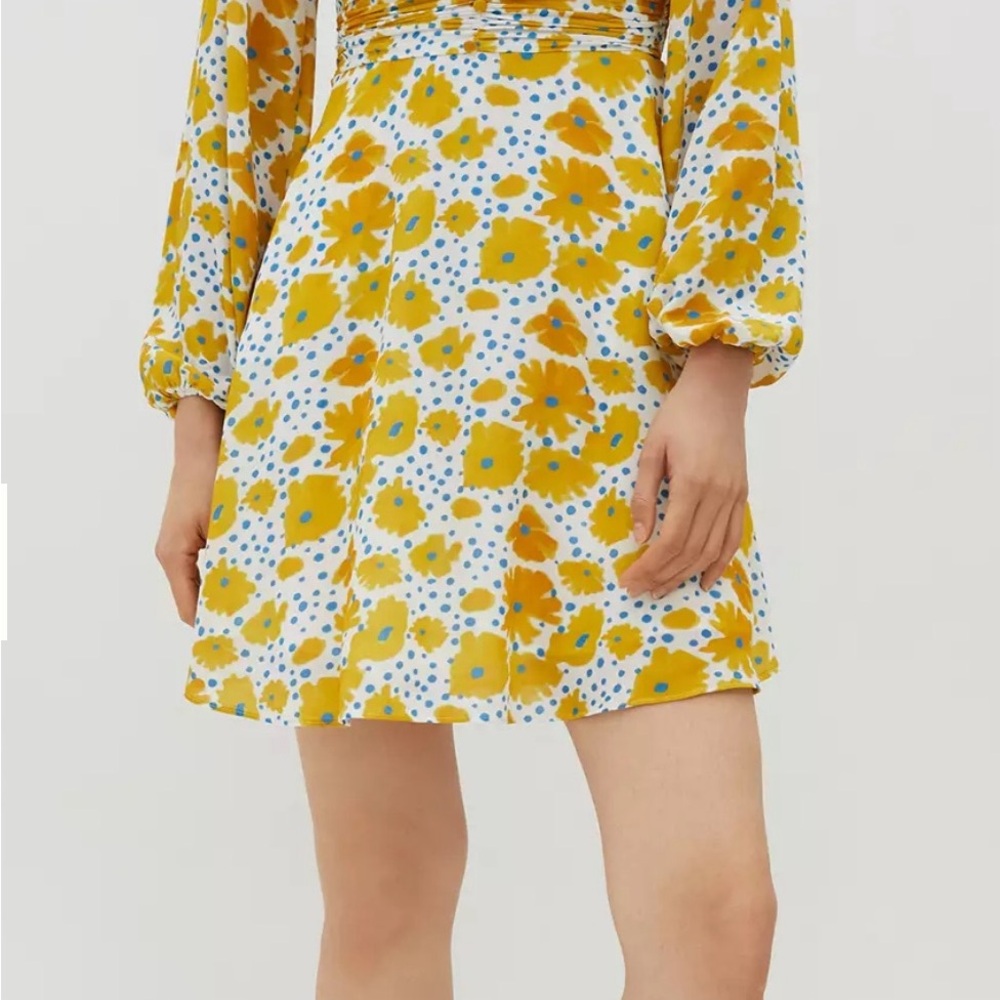 Anthropologie Yellow Floral  Buttercup Mini Dress